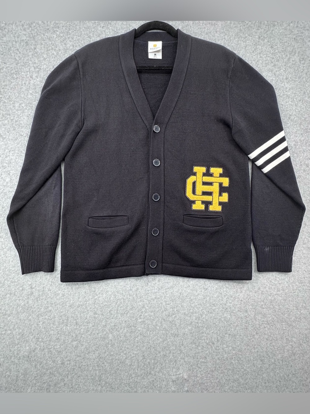 HC Varsity Letter Cardigan with Yellow Crest Patch - Adult/Costume